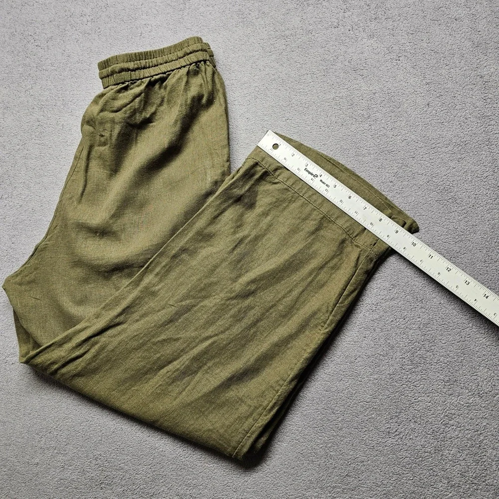 Banana Republic Womens Olive Green Linen Blend Straight High-Rise Pants Size M